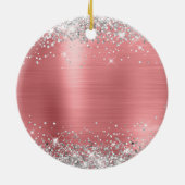 シルバーグリッターコーラルフォイル40歳の誕生日 セラミックオーナメント (裏面)