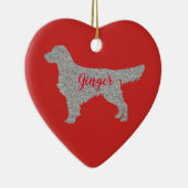 シルバーグリッターゴールデンレトリエバークリスマスオーナメント セラミックオーナメント (右)