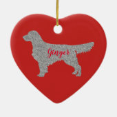 シルバーグリッターゴールデンレトリエバークリスマスオーナメント セラミックオーナメント (裏面)