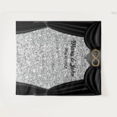 シルバーグリッターゴールドインフィニティブラックカーテン タペストリー (正面(横))