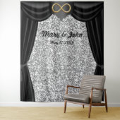 シルバーグリッターゴールドインフィニティブラックカーテン タペストリー (インサイチュ)