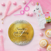 シルバーグリッターゴールドフォイル50誕生日 ペーパープレート (パーティー)