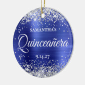 シルバーグリッターサファイアブルーキンセニェラ写真 セラミックオーナメント (左)