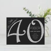 シルバーグリッターサプライズ40歳の誕生日パーティー 招待状 (スタンド正面)