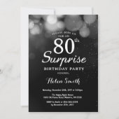 シルバーグリッターサプライズ80th誕生日招待状 招待状 (正面)