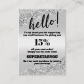 シルバーグリッターサンキューディスカウントカード 名刺 (正面)