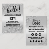 シルバーグリッターサンキューディスカウントカード 名刺 (正面/裏面)