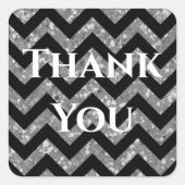 シルバーグリッターシェブロンサンキューステッカー スクエアシール (正面)