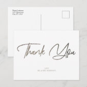 シルバーグリッターシック&ホワイトサンキューユーカスタム ポストカード (正面/裏面)