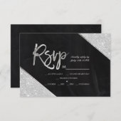 シルバーグリッターシャルボードスクリプトウェディングRsvp 出欠カード (正面/裏面)