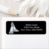 シルバーグリッターシューズ誕生日差出人住所ラベル ラベル (インサイチュ)