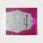 シルバーグリッターシルバーインフィニティピンクカーテン タペストリー (正面(横))
