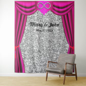 シルバーグリッターシルバーインフィニティピンクカーテン タペストリー (インサイチュ)