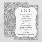シルバーグリッターシルバーインフィニティブライダルシャワー 招待状 (正面/裏面)