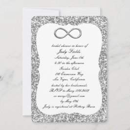 シルバーグリッターシルバーインフィニティブライダルシャワー 招待状