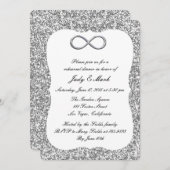 シルバーグリッターシルバーインフィニティリハーサルディナー 招待状 (正面/裏面)