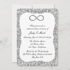 シルバーグリッターシルバーインフィニティリハーサルディナー 招待状