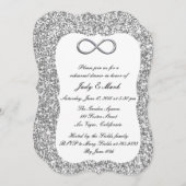 シルバーグリッターシルバーインフィニティリハーサルディナー 招待状 (正面/裏面)