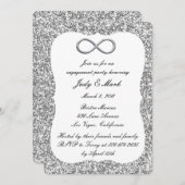 シルバーグリッターシルバーインフィニティ婚約パーティ 招待状 (正面/裏面)