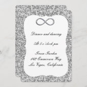 シルバーグリッターシルバーインフィニティ披露宴カード 招待状 (正面/裏面)