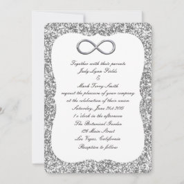 シルバーグリッターシルバーインフィニティ結婚式招待状 招待状