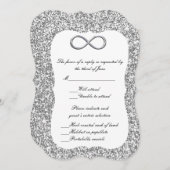 シルバーグリッターシルバー・インフィニティ・レスポンス・カード 招待状 (正面/裏面)