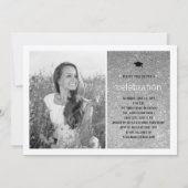 シルバーグリッターシンプル卒業パーティー 招待状 (裏面)