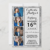 シルバーグリッターシークインズコーナーズフォト誕生日 招待状 (裏面)