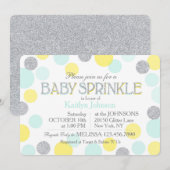 シルバーグリッターシーフオームイエロードットベビースプリンクル 招待状 (正面/裏面)