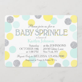 シルバーグリッターシーフオームイエロードットベビースプリンクル 招待状