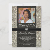 シルバーグリッタージェムフォトクラス2025年卒業 招待状 (正面)