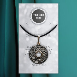 シルバーグリッタージュエリーイヤリングまたはネックレスディスプレイ 名刺