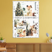 シルバーグリッタージョイラブピースファミリーネーム&フォト キャンバスプリント (インサイチュ (リビング))