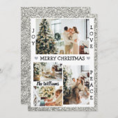 シルバーグリッタージョイ愛の平和クリスマスフォト シーズンカード (正面/裏面)