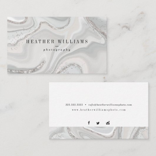 シルバーグリッタージード名刺 名刺 (正面/裏面)