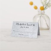 シルバーグリッタースイート16パーソナライズされた座席表 プレイスカード (正面)