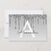 シルバーグリッタースウィート16日付を保存 招待状 (正面)