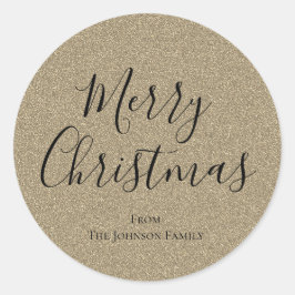 シルバーグリッタースクリプトメリークリスマスホリデー ラウンドシール