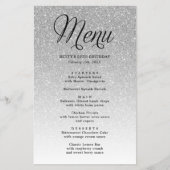 シルバーグリッタースクリプト見出しパーティーメニュー チラシ (正面)
