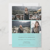 シルバーグリッタースグラデーションクリプトティール(緑がかった色)4 photos Sweet 16 招待状 (裏面)