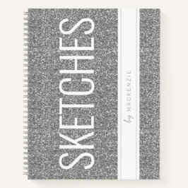 シルバーグリッタースケッチブック名大文字 ノートブック