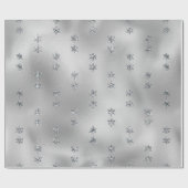 シルバーグリッタースターズクリスマスホリデー ラッピングペーパー (フラット)