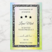 シルバーグリッタースターズプロダクトラベルティール(緑がかった色)黄色 フードラベル (シングルラベル)