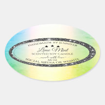 シルバーグリッタースターズプロダクトラベルティール（緑がかった色）黄色