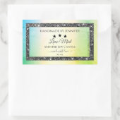 シルバーグリッタースターズ製品ラベルティール（緑がかった色）イエロー 長方形シール (バッグ)