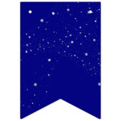 シルバーグリッタースターズ誕生日オンダークブルーエレガント バンティングフラッグ (第1の旗)