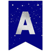 シルバーグリッタースターズ誕生日オンダークブルーエレガント バンティングフラッグ (第3の旗)