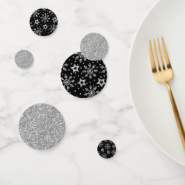 シルバーグリッタースターズ&スノーフレーク コンフェッティ