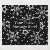 シルバーグリッタースターズ&スノーフレーク ビールラベル (シングルラベル)