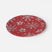 シルバーグリッタースターズ&スノーフレーク ペーパープレート (アングル)